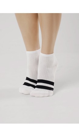 CLEVER Носки жен.Д5501 дизайн база хл+эл, белый/чёрный