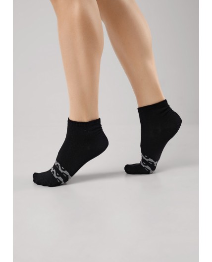 CLEVER Носки жен.Д5506 дизайн база хл+эл, чёрный