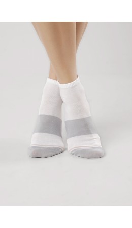 CLEVER Носки жен.Д5507 дизайн база хл+эл, белый/св.серый