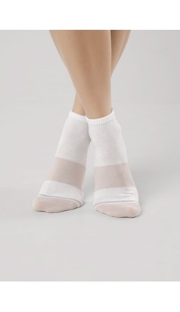 CLEVER Носки жен.Д5507 дизайн база хл+эл, белый/св.бежевый