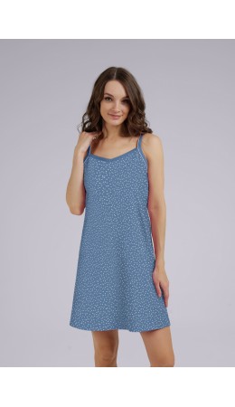 CLE LS24-006/1у Сорочка ночн. жен., джинсовый/белый