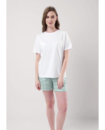CLE LSH25-968 Шорты жен. Домашний микс ВЛ25, молочный/св.зелёный