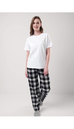 CLE LTR25-968 Брюки жен. Домашний микс ВЛ25, чёрный/молочный