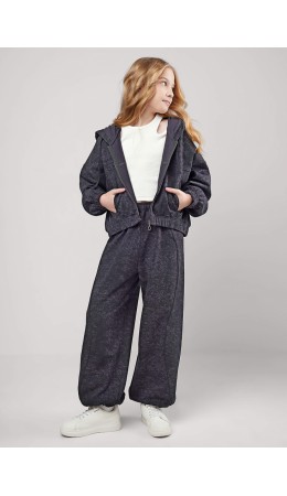 CLE Брюки дев. 867305/11ун, т.серый/чёрный