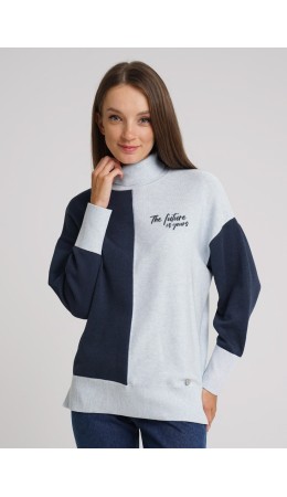 CLE Джемпер жен. 133897/125ха_п, меланж голубой/меланж синий