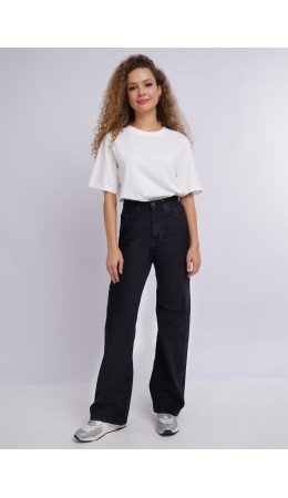 CLE Джинсы жен. 123736ру Wide leg 42-50 Узбекистан, чёрный