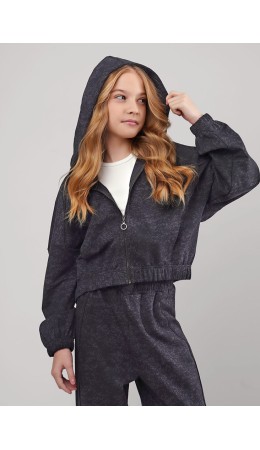 CLE Куртка дев. 867306/11ун, т.серый/чёрный