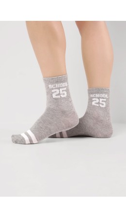 CLE Носки дет.С15803 20-22,22 школа хл+эл, меланж серый