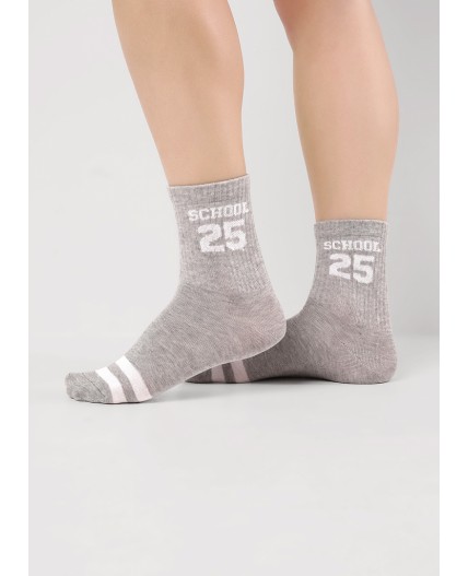 CLE Носки дет.С15803 20-22,22 школа хл+эл, меланж серый