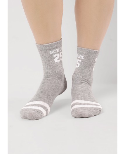 CLE Носки дет.С15803 20-22,22 школа хл+эл, меланж серый