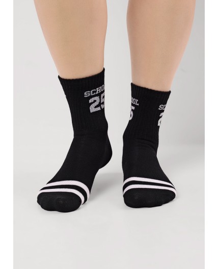 CLE Носки дет.С15803 20-22,22 школа хл+эл, чёрный