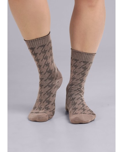CLE Носки жен.Д2403 дизайн база хл+па, т.бежевый