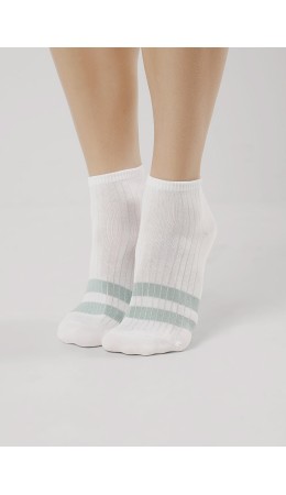 CLE Носки жен.Д5501 дизайн база хл+эл, белый/св.зелёный