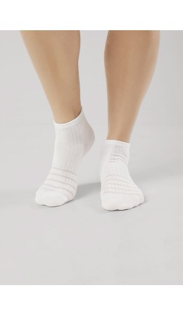 CLE Носки жен.Д5502 дизайн база укороч, белый/св.бежевый