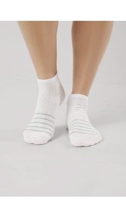 CLE Носки жен.Д5502 дизайн база укороч, белый/св.зелёный