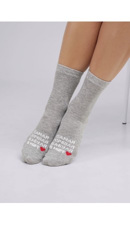 CLE Носки жен.Д5523 8 марта хл+эл, меланж серый