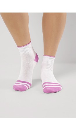 CLE Носки жен.Д5548 витаминка хл+эл, белый/т.розовый