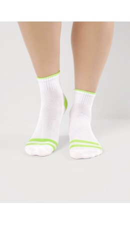 CLE Носки жен.Д5548 витаминка хл+эл, белый/салатовый