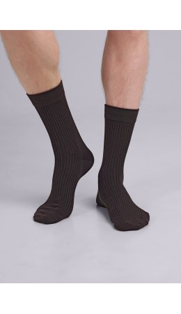 CLE Носки муж.К3403Л дизайн база хл+эл, т.коричневый