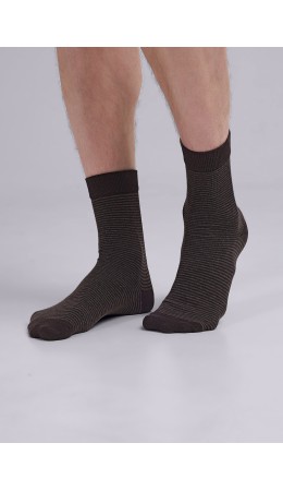 CLE Носки муж.К3407Л дизайн база хл+эл, т.коричневый