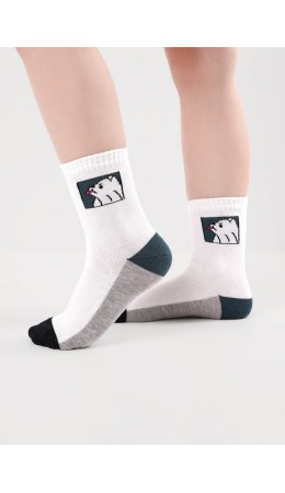 CLE Носки дет.С1573 16-18,18-20 вайб мал, белый/меланж серый