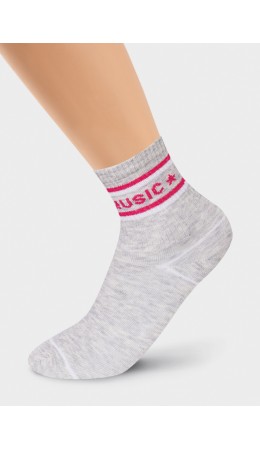 CLE Носки дет.С4267 16-18,18-20 фантазия хл+эл, меланж св.серый