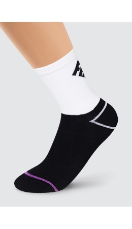 CLE Носки дет.С4287 16-18,18-20 тренд хл+эл, чёрный/фиолетовый