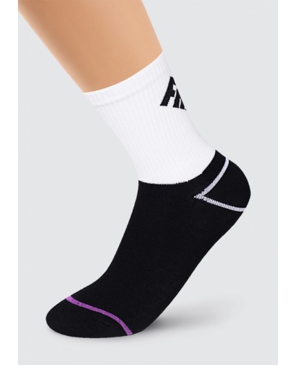 CLE Носки дет.С4287 16-18,18-20 тренд хл+эл, чёрный/фиолетовый