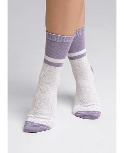 CLE Носки жен.Д5413 8 Марта хл+эл, св.фиолетовый