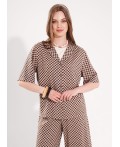 CLE Блузка жен. 263330/215штн, бежевый/т.коричневый