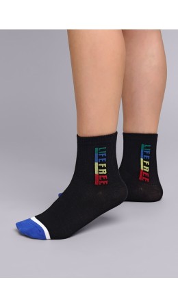 CLE Носки дет.С1355 16-18,18-20 скейт хл+эл, чёрный/синий