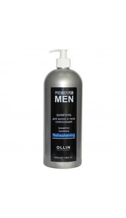 Ollin Шампунь для волос и тела освежающий / Premier For Men, 1000 мл