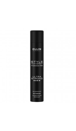Ollin Лак для волос ультрасильной фиксации без отдушки / Style Hair Spray Fragnance Free Ultra Strong, 400 мл