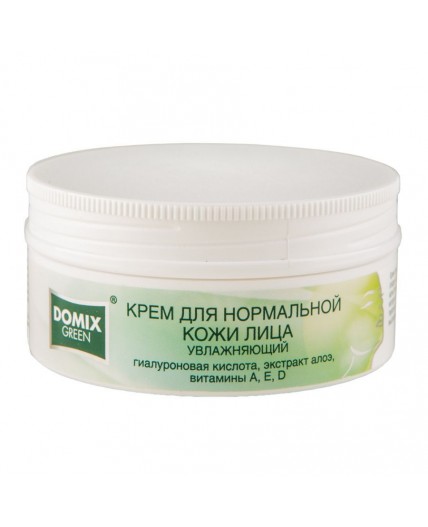 Domix Green Крем для нормальной кожи лица увлажняющий с гиалуроновой кислотой, экстрактом алоэ, витаминами A, E, D, 75 мл