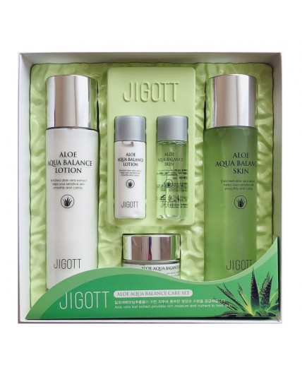 Jigott Набор для лица с экстрактом алоэ / Aloe Aqua Balance Skin Care 3 Set, 150 мл*2, 50 мл, 30 мл*2