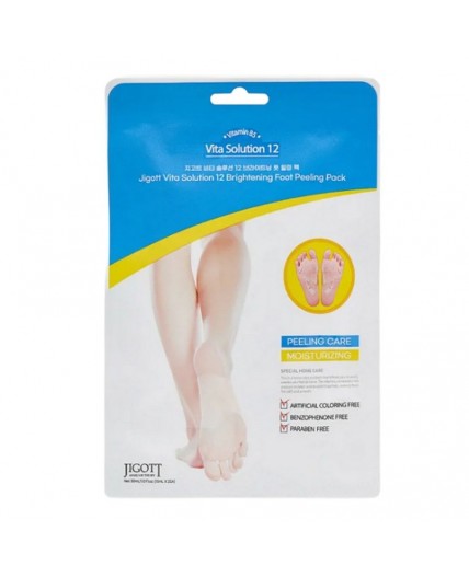 Jigott Маска-носки с эффектом пилинга для ног / Vita Solution 12 Brightening Foot Peeling Pack, 30 мл