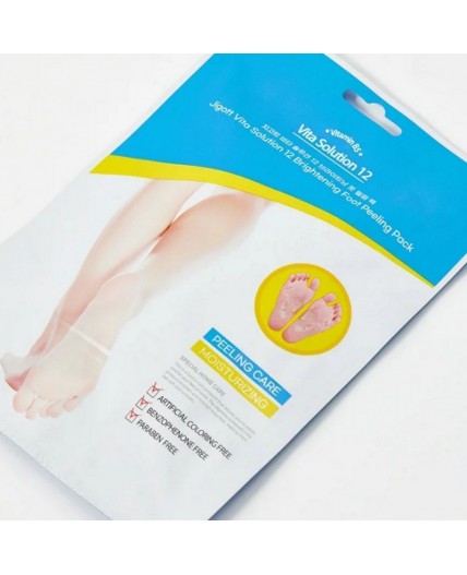 Jigott Маска-носки с эффектом пилинга для ног / Vita Solution 12 Brightening Foot Peeling Pack, 30 мл