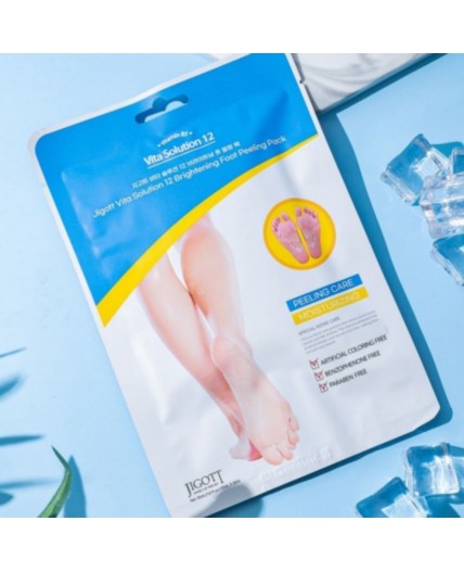 Jigott Маска-носки с эффектом пилинга для ног / Vita Solution 12 Brightening Foot Peeling Pack, 30 мл