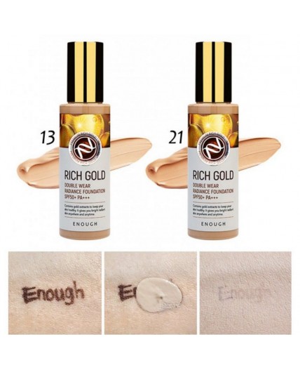 Enough Тональная основа с эффектом сияния №13 / Rich Gold Double Wear Radiance Foundation SPF 50, 100 мл