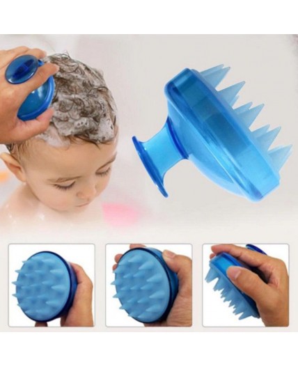 Nail Art Массажная силиконовая щетка для мытья волос и кожи головы, синий