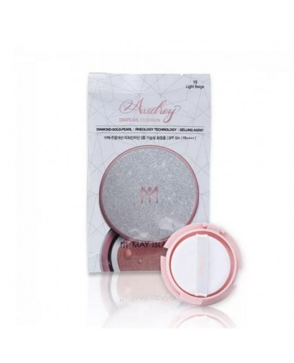 May Island Сменный блок для кушона с жемчужной пудрой №13 / Audrey Dia Pearl Cushion №13 Light Beige (Refill) SPF 50+/PA++++