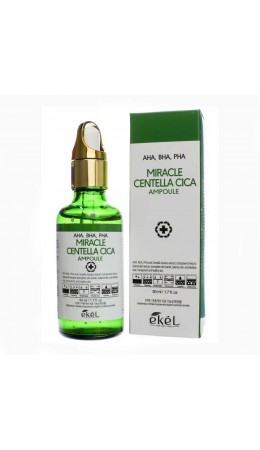 Ekel Ампульная сыворотка с кислотами / Miracle Centella Cica Ampoule (AHA, BHA, PHA) green, 50 мл