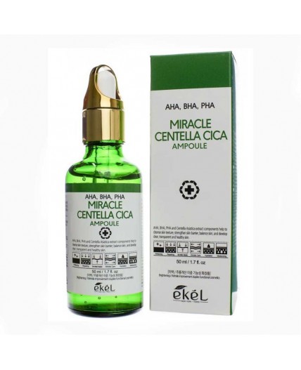 Ekel Ампульная сыворотка с кислотами / Miracle Centella Cica Ampoule (AHA, BHA, PHA) green, 50 мл