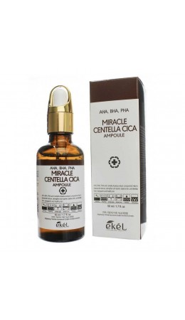 Ekel Ампульная сыворотка с кислотами / Miracle Centella Cica Ampoule (AHA, BHA, PHA) brown, 50 мл