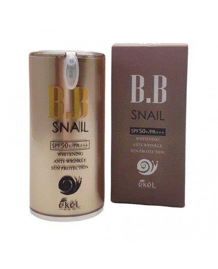 Ekel ВВ крем с экстрактом улитки для лица / BB Snail Cream SPF 23 Whitening Anti-Wrinkle Sun Protector 50+/PA (Pump), 50 мл