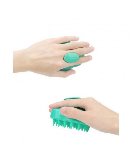 Nail Art Массажная силиконовая щетка для мытья волос и кожи головы, зеленый