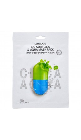 Lebelage Тканевая маска для лица c центеллой и аква-компонентами / Capsule Cica & Aqua Mask Pack, 25 мл