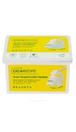 Beausta Набор тканевых масок для лица с экстрактом зеленого мандарина и центеллы / Cicarecipe, 30 шт.