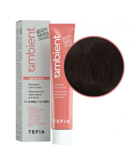 TEFIA  Ambient 5.810 Перманентная крем-краска для волос / Светлый брюнет коричнево-пепельный для седых волос, 60 мл