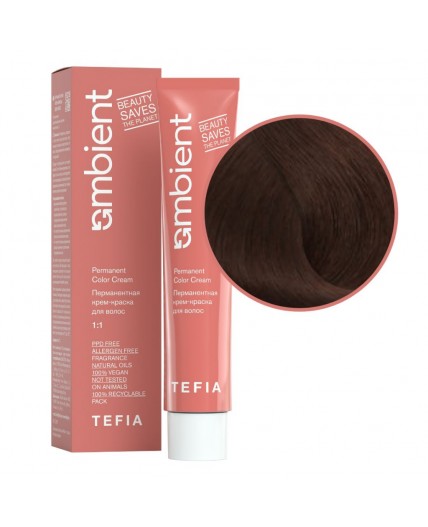 TEFIA  Ambient 6.86 Перманентная крем-краска для волос / Тёмный блондин коричнево-махагоновый, 60 мл